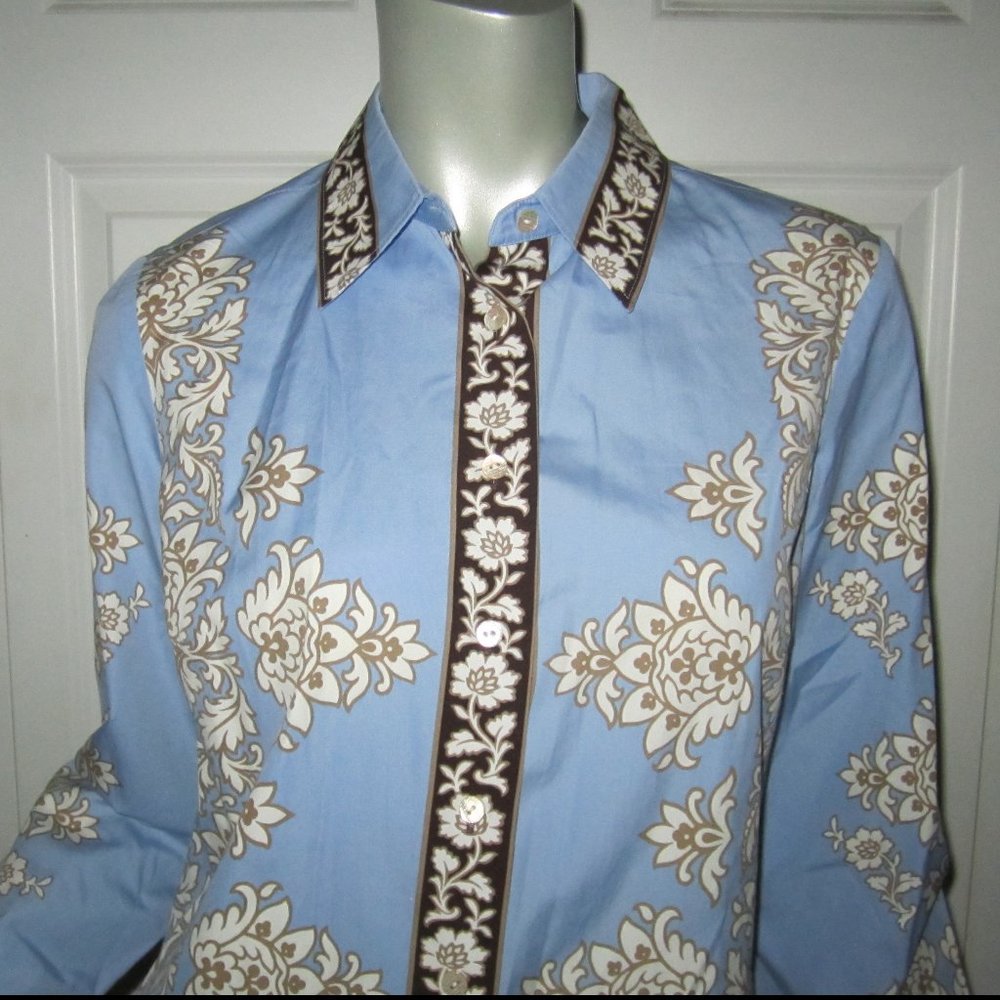 Tommy Bahama Blue Scroll Pattern Button-Down Shir… - image 2